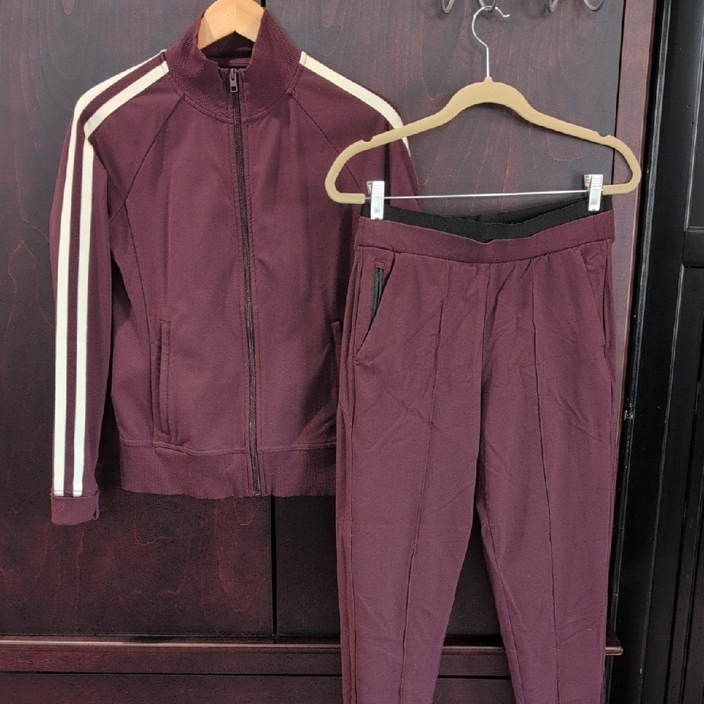 Athleta Maroon Jacket/Pants Set S